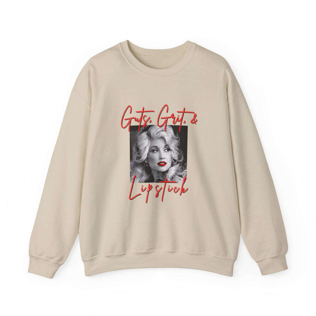 Crewneck Sweatshirt — Glam Retro “Guts, Grit & Lipstick” Dolly Parton