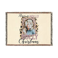 Holly Jolly Christmas Woven Blanket — Retro Portrait Holiday Throw