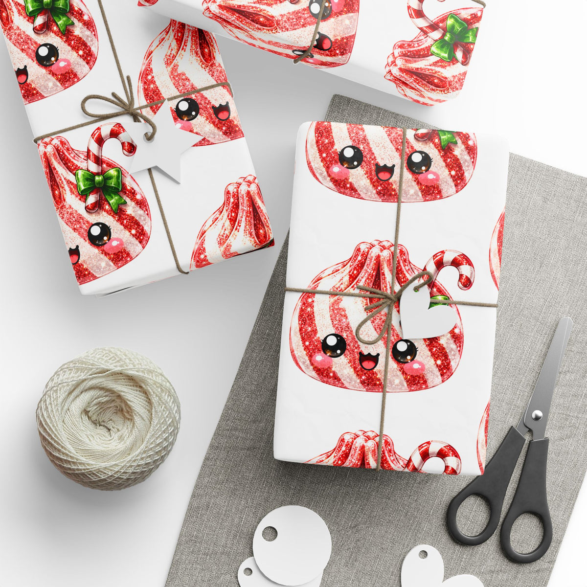 Christmas Candy Swirl Wrapping Paper Roll — Cute Holiday Peppermint Pudding Pattern