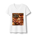 Christmas Cat V-Neck Tee – “My Favorite Color Is Christmas Lights” Holiday Shirt