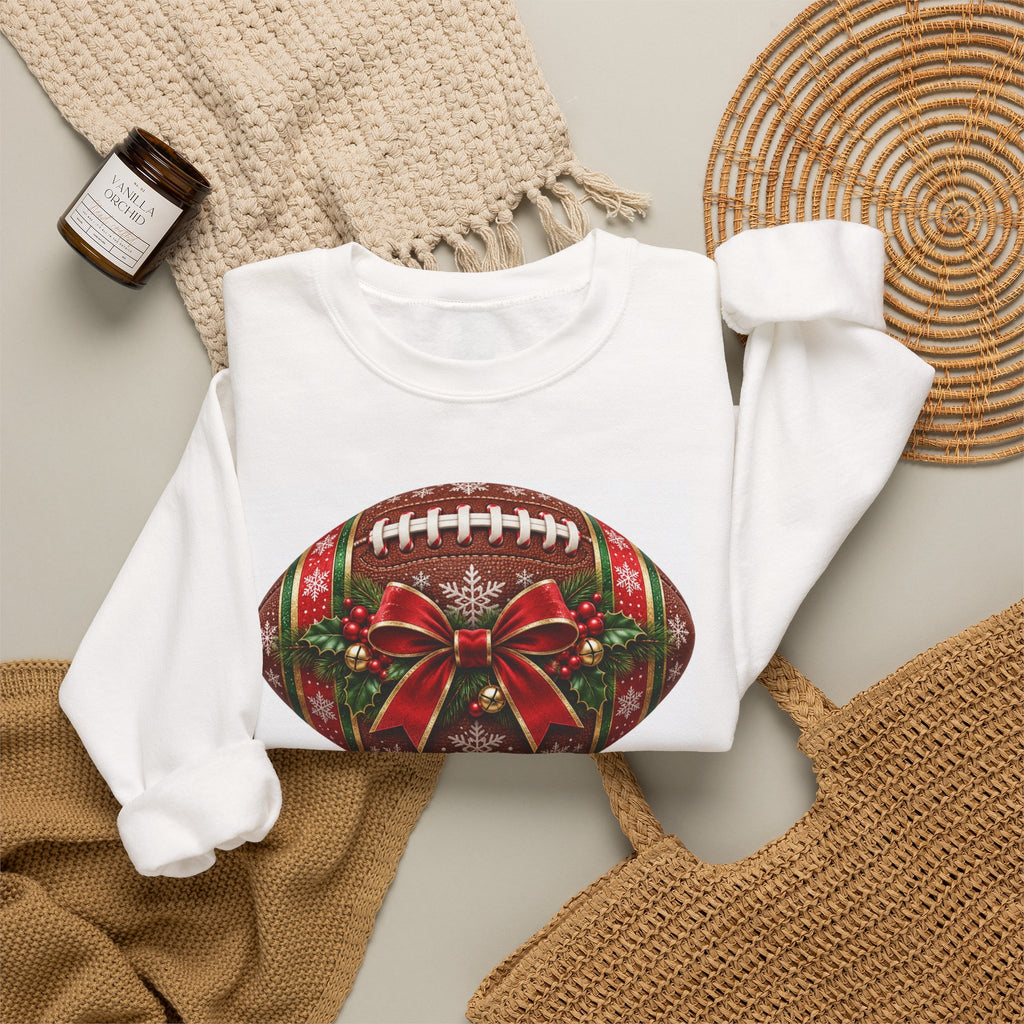 Christmas Football Crewneck Sweatshirt – Festive Holiday Football Design
