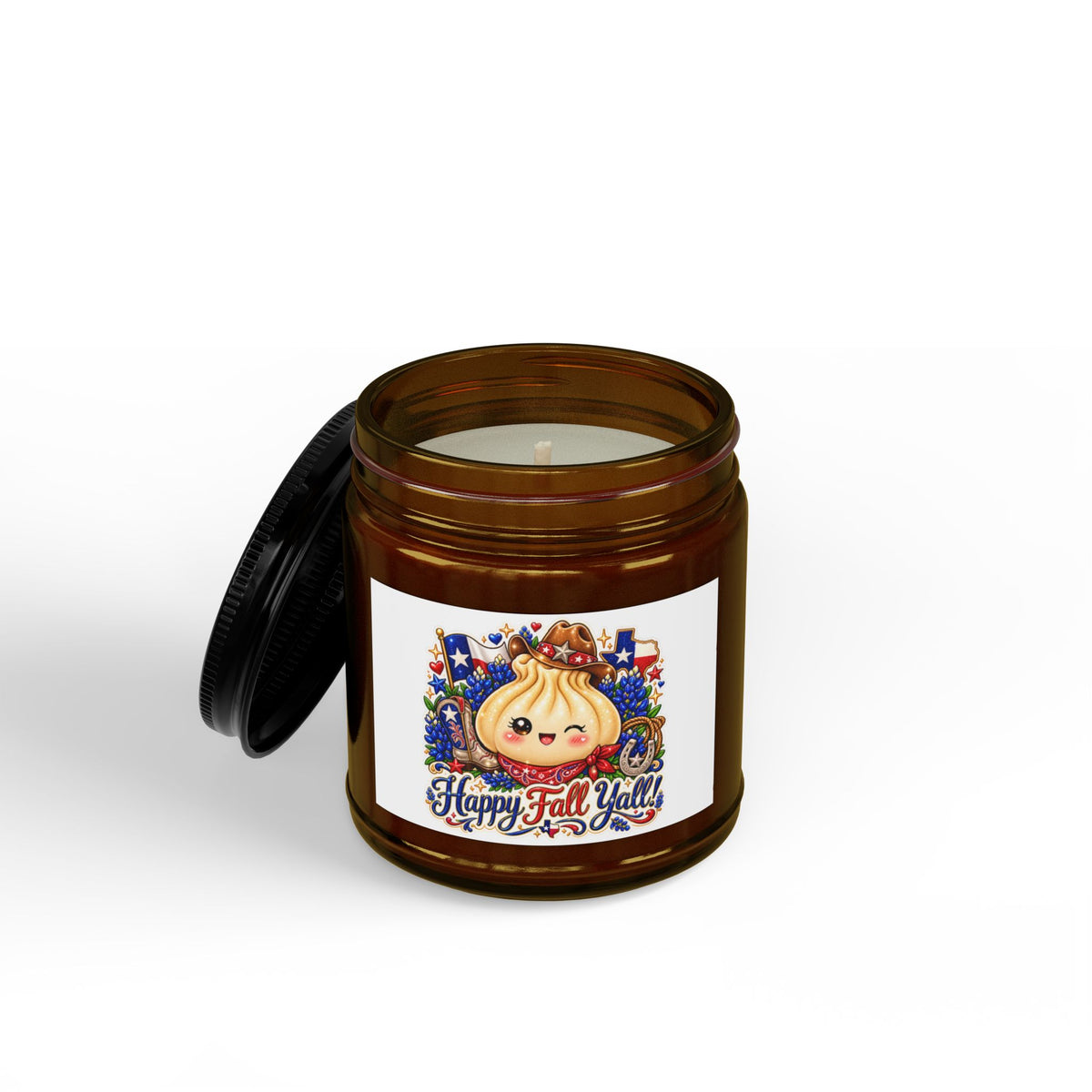 Fall Pumpkin Soy Candle – "Happy Fall Y’all" Amber Jar (4oz & 9oz)