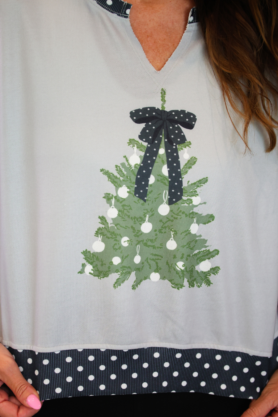 Polka Dot Bow Tree Pullover