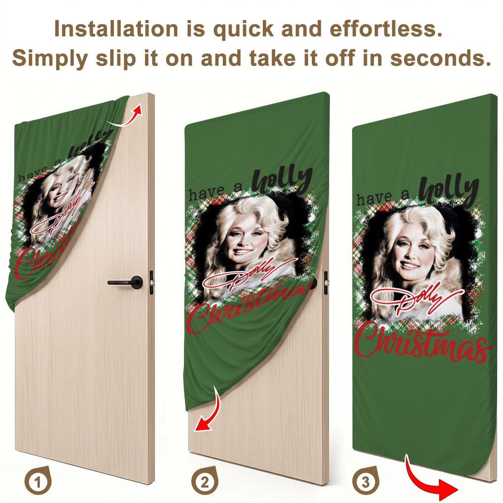 Stretch Fabric Door Cover  Festive Dolly Christmas Decor CHMHD01BUNDLE (3)