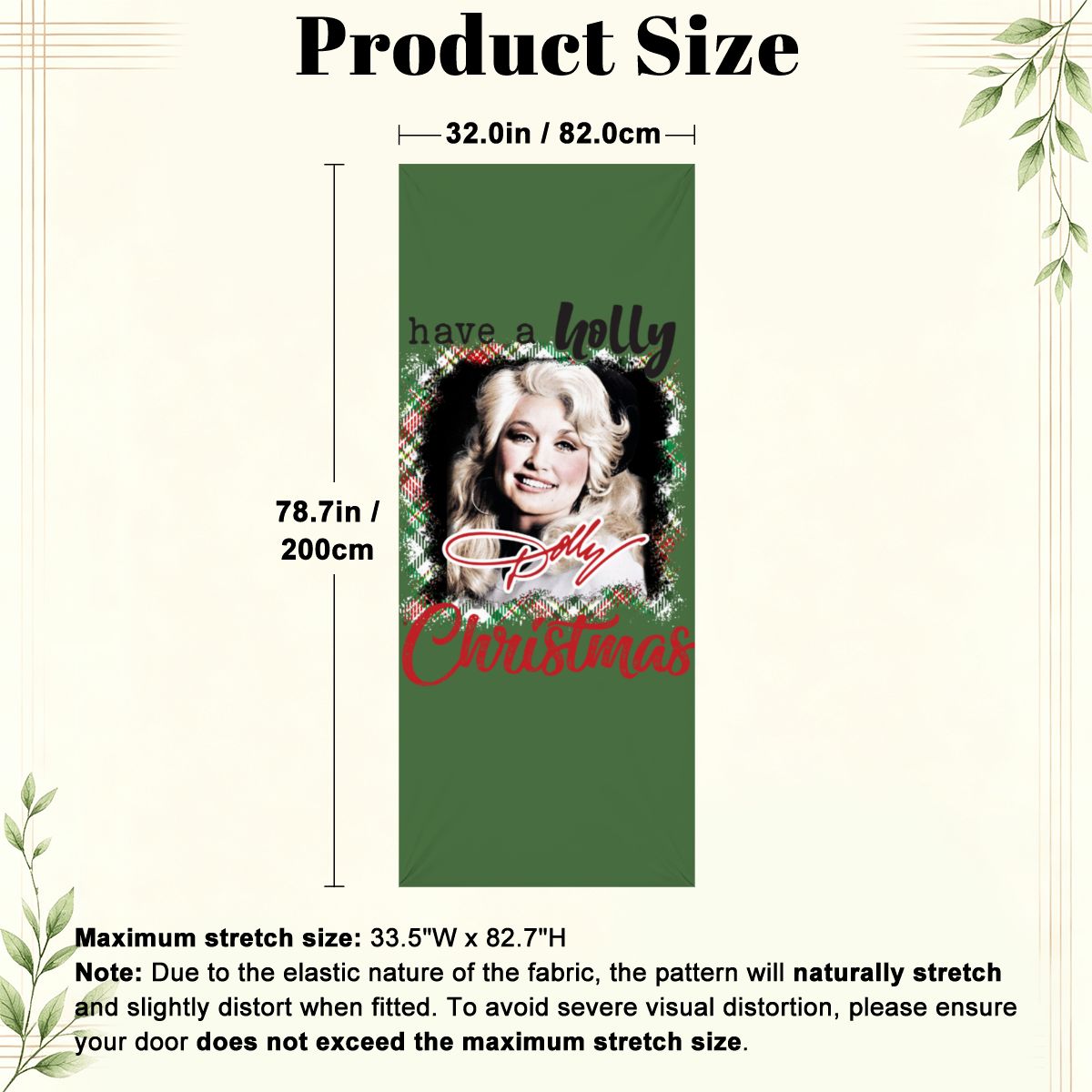 Stretch Fabric Door Cover  Festive Dolly Christmas Decor CHMHD01BUNDLE (3)