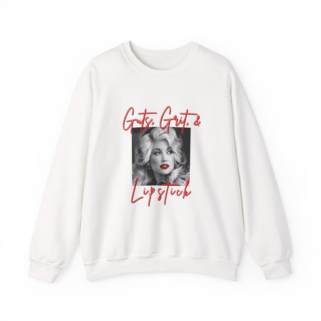 Crewneck Sweatshirt — Glam Retro “Guts, Grit & Lipstick” Dolly Parton