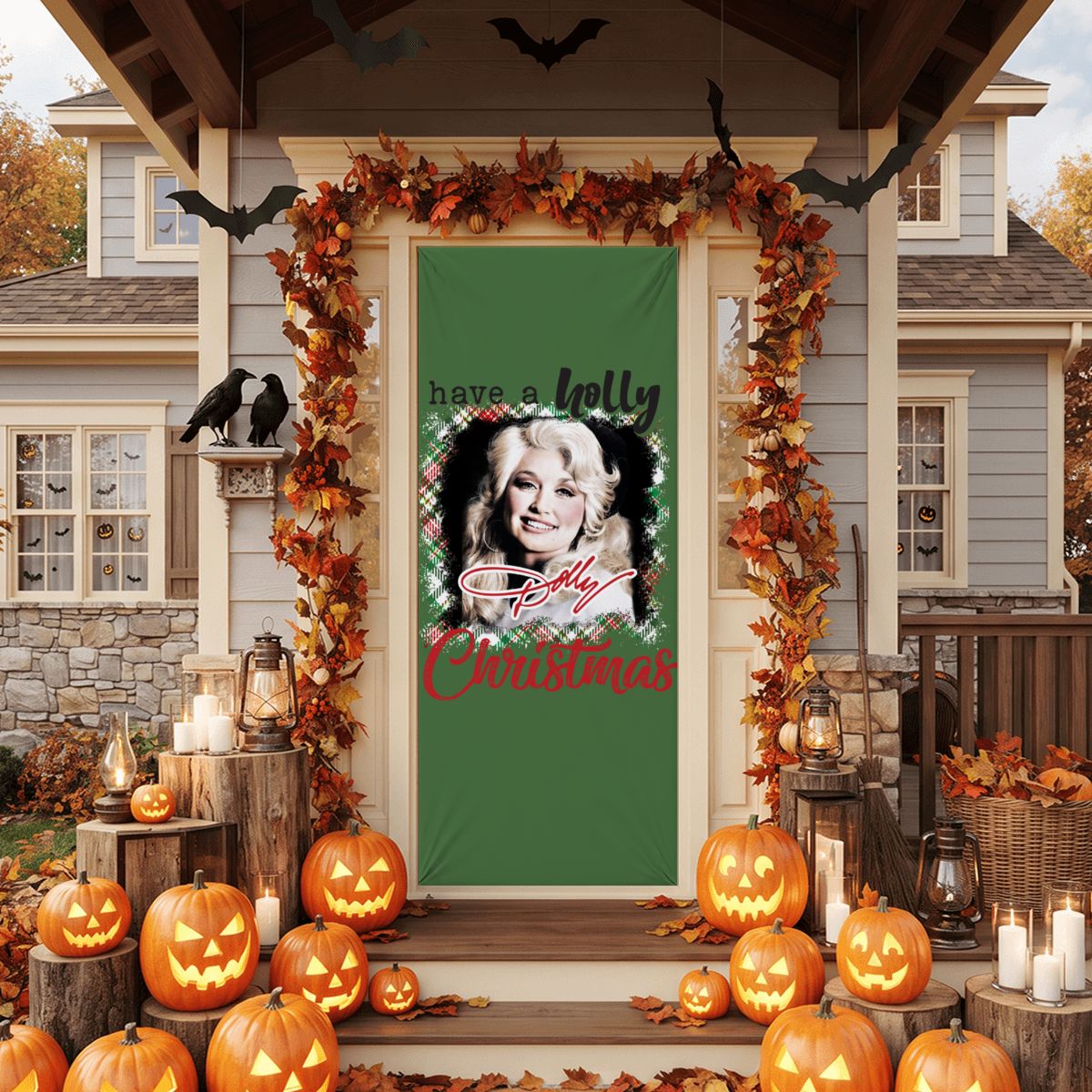 Stretch Fabric Door Cover  Festive Dolly Christmas Decor CHMHD01BUNDLE (3)