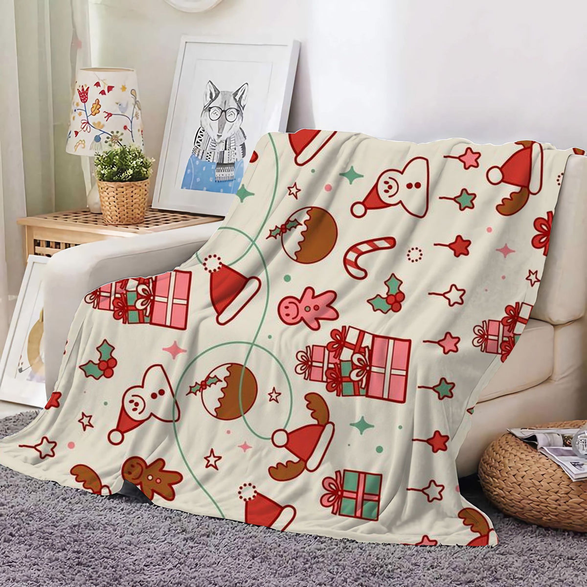 Christmas Decoration Blanket Holiday Blanket Red Festive Blanket Christmas Tree Polo Sofa Blanket Flannel Blanket