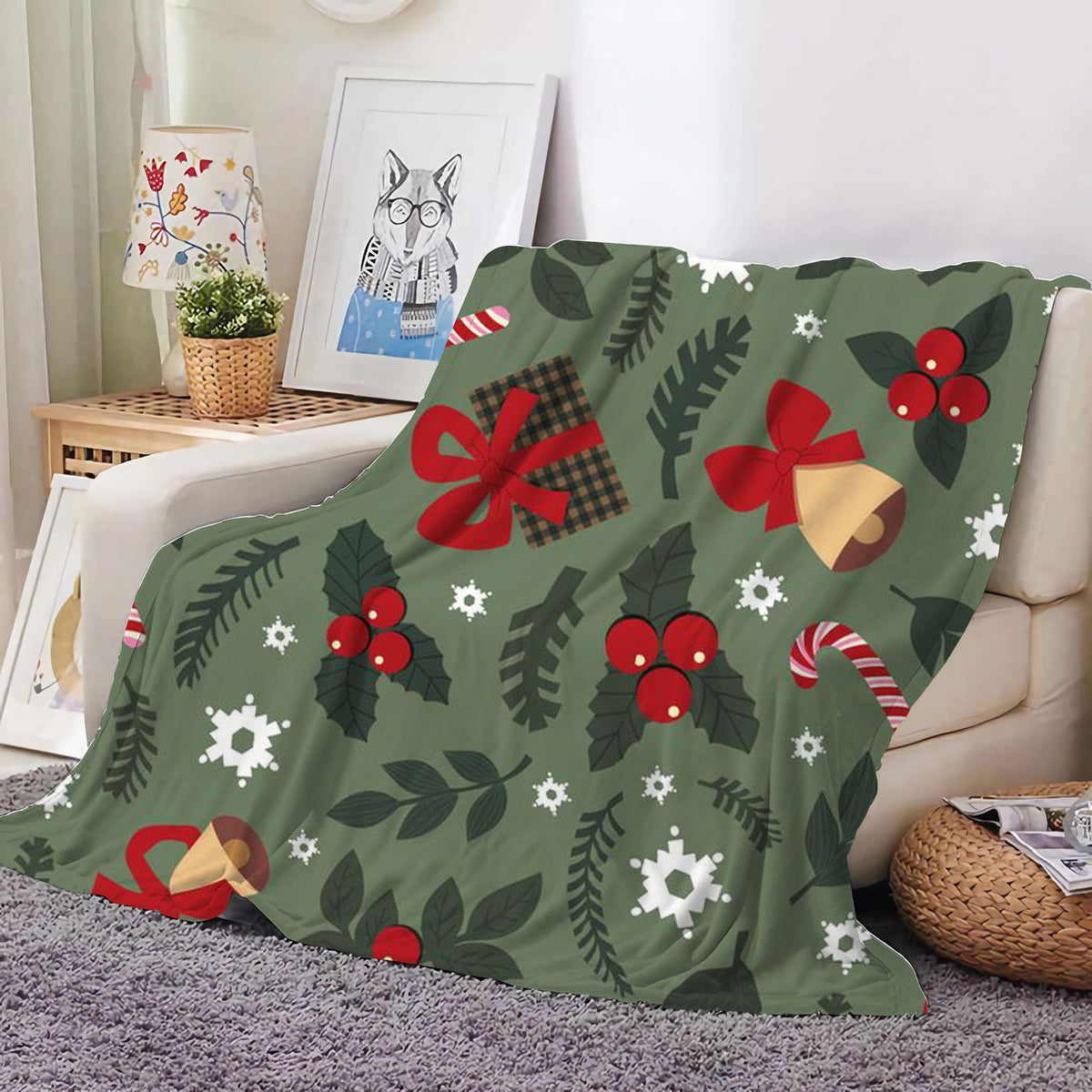 Christmas Decoration Blanket Holiday Blanket Red Festive Blanket Christmas Tree Polo Sofa Blanket Flannel Blanket
