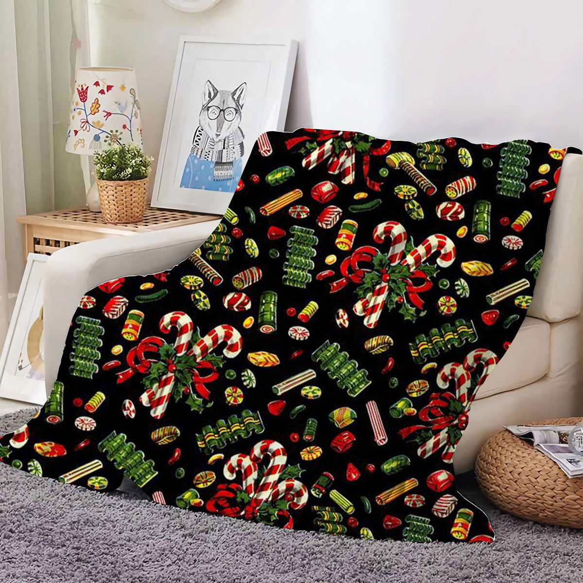 Christmas Decoration Blanket Holiday Blanket Red Festive Blanket Christmas Tree Polo Sofa Blanket Flannel Blanket