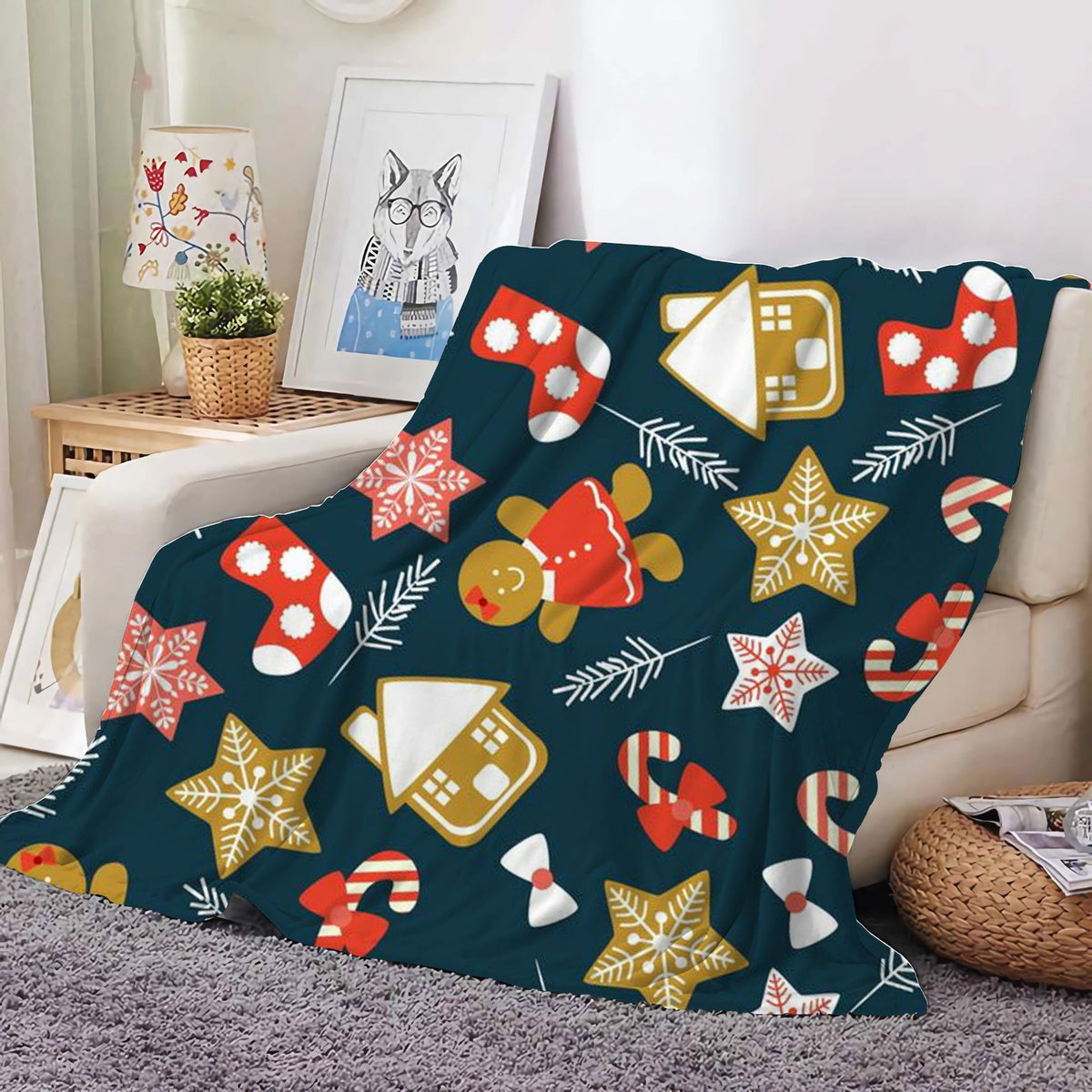 Christmas Decoration Blanket Holiday Blanket Red Festive Blanket Christmas Tree Polo Sofa Blanket Flannel Blanket