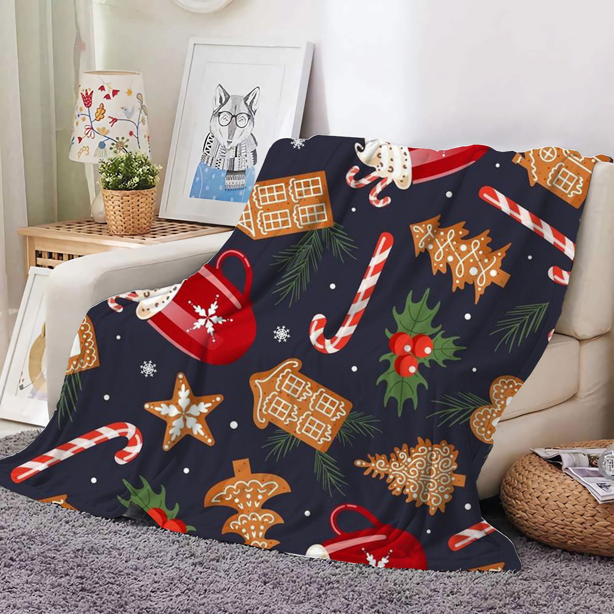 Christmas Decoration Blanket Holiday Blanket Red Festive Blanket Christmas Tree Polo Sofa Blanket Flannel Blanket