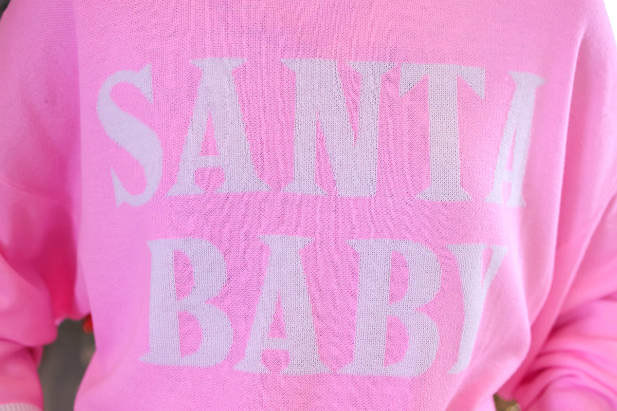 PREORDER- Pink Santa Baby Jacquard Knit Sweater