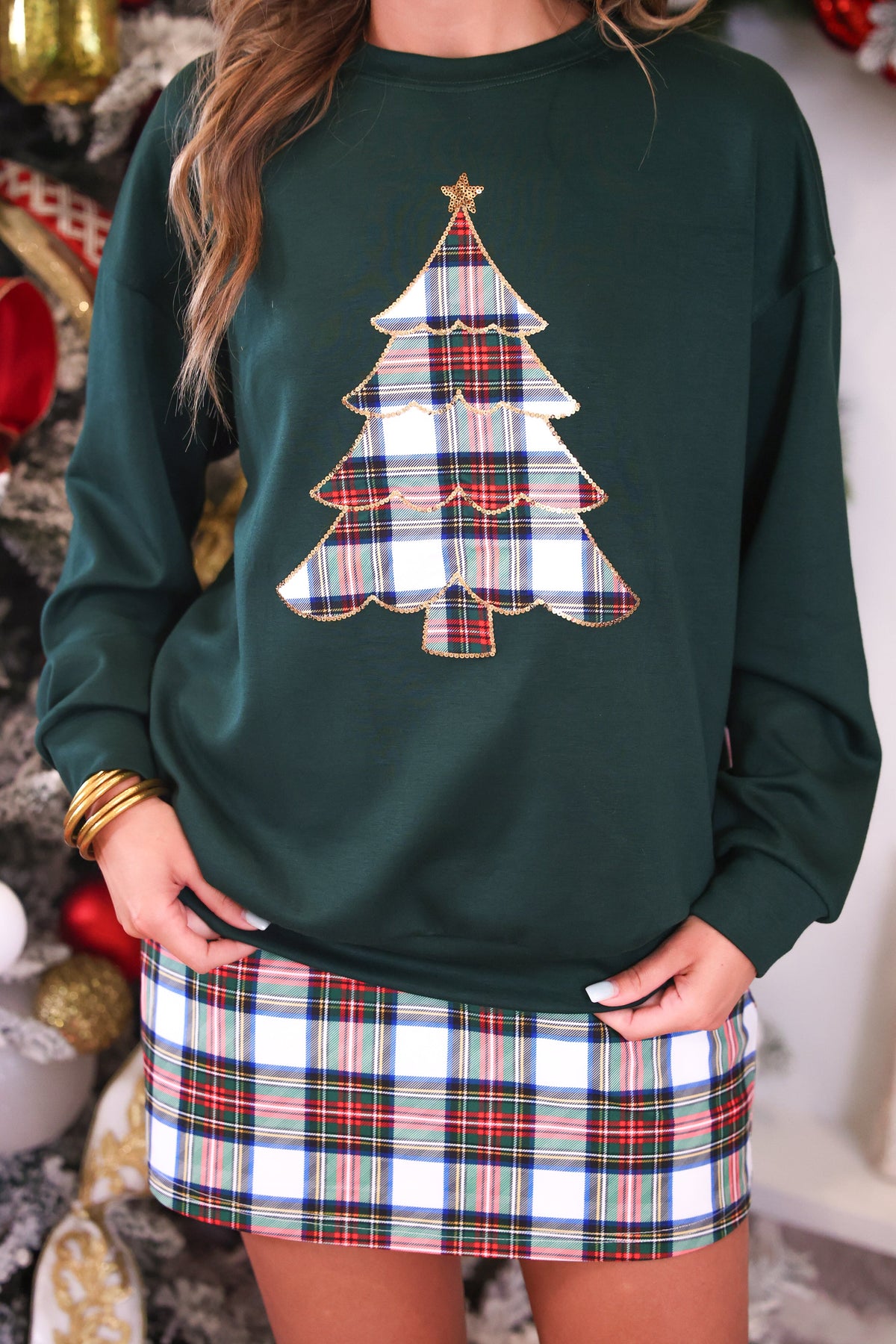 Plaid Christmas Tree Pullover