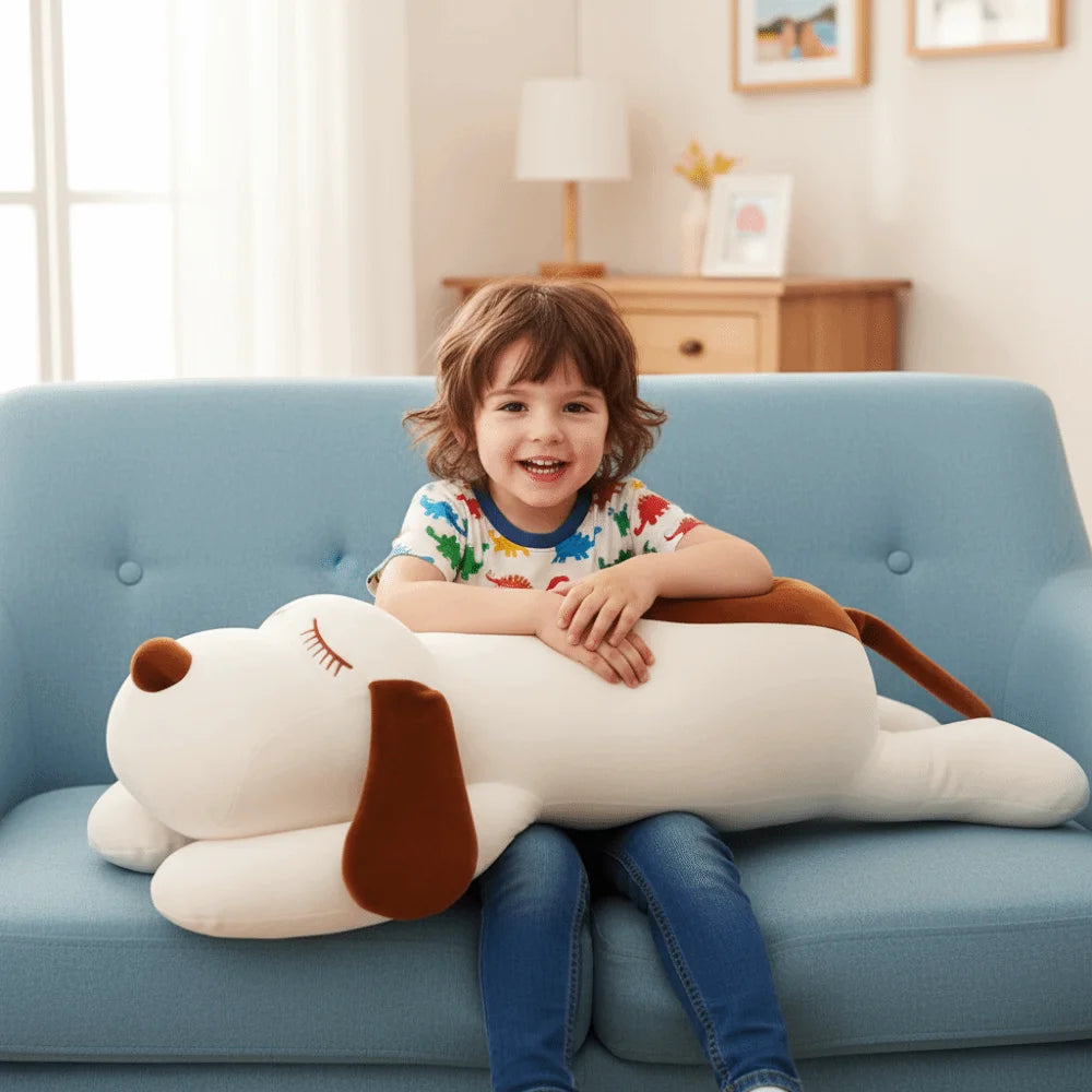 Long Lying Dog Plush Huggable Pillow