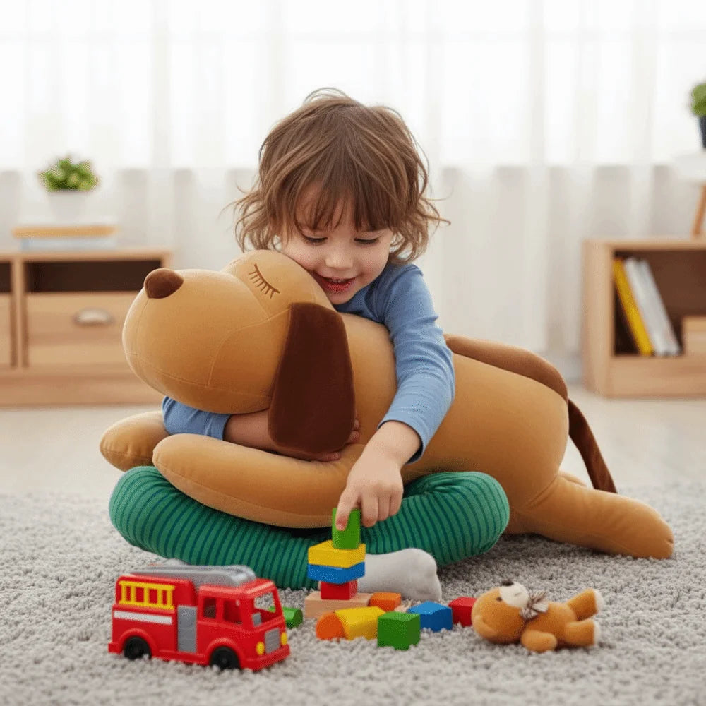 Long Lying Dog Plush Huggable Pillow