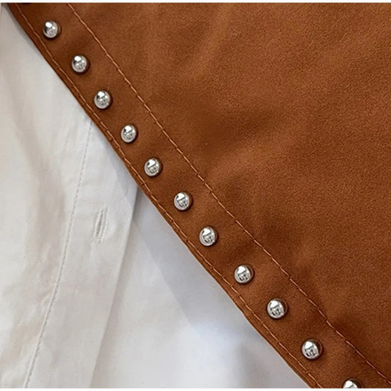Metal Studded Tote Shoulder Bag