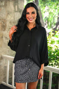 PREORDER- Sloane Button Up Top- Black