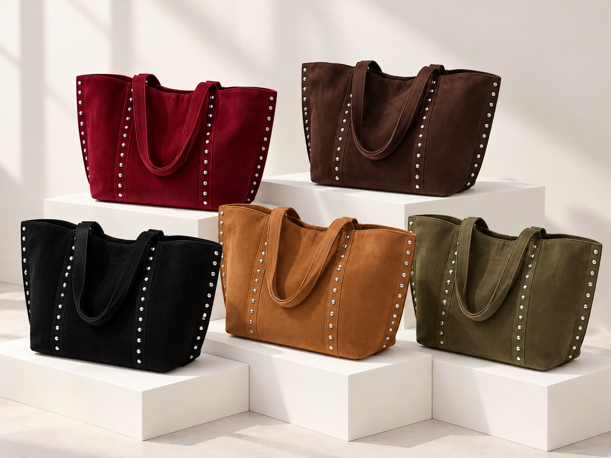 Metal Studded Tote Shoulder Bag