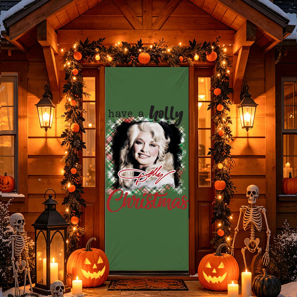 Stretch Fabric Door Cover  Festive Dolly Christmas Decor CHMHD01BUNDLE (3)