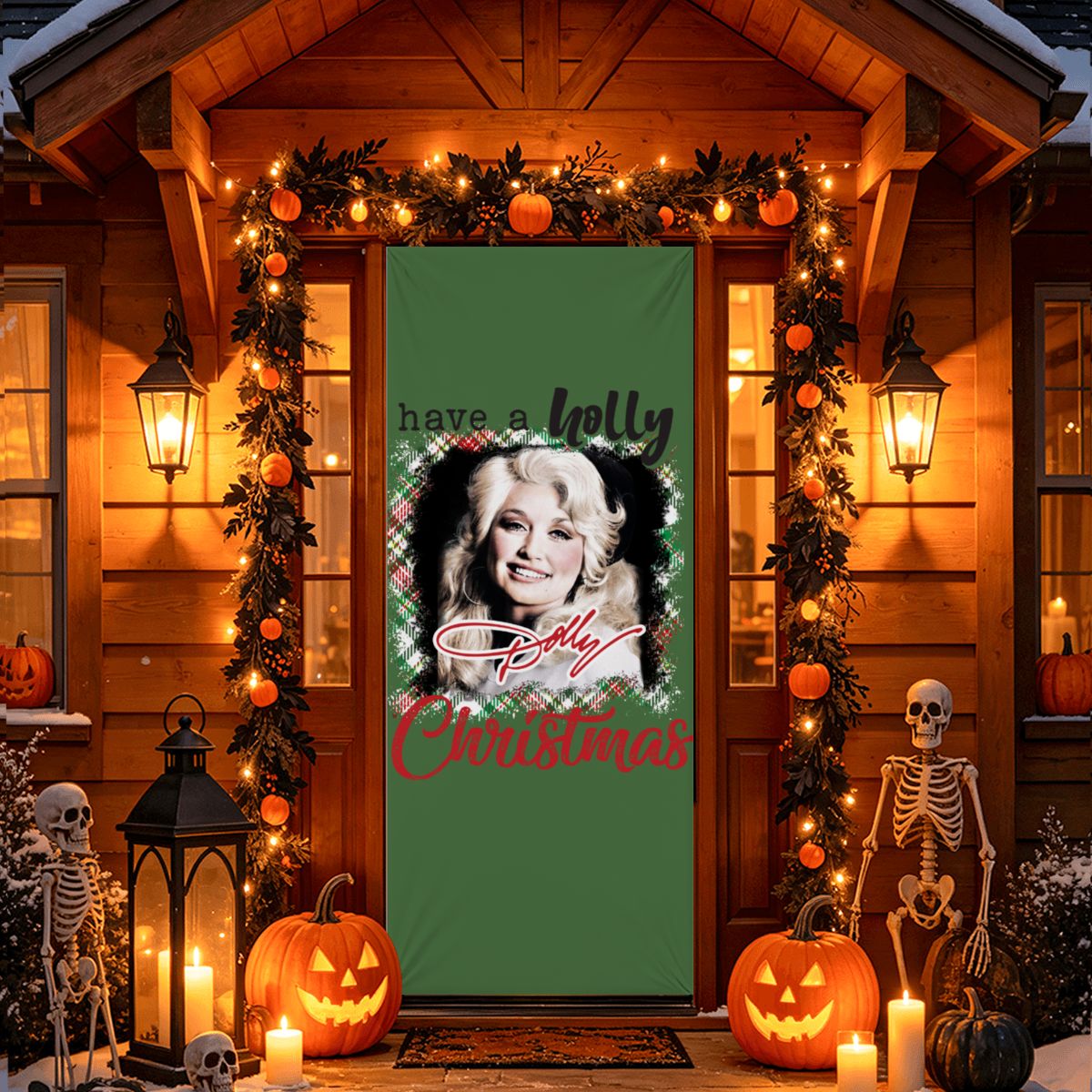 Stretch Fabric Door Cover  Festive Dolly Christmas Decor CHMHD01BUNDLE (3)