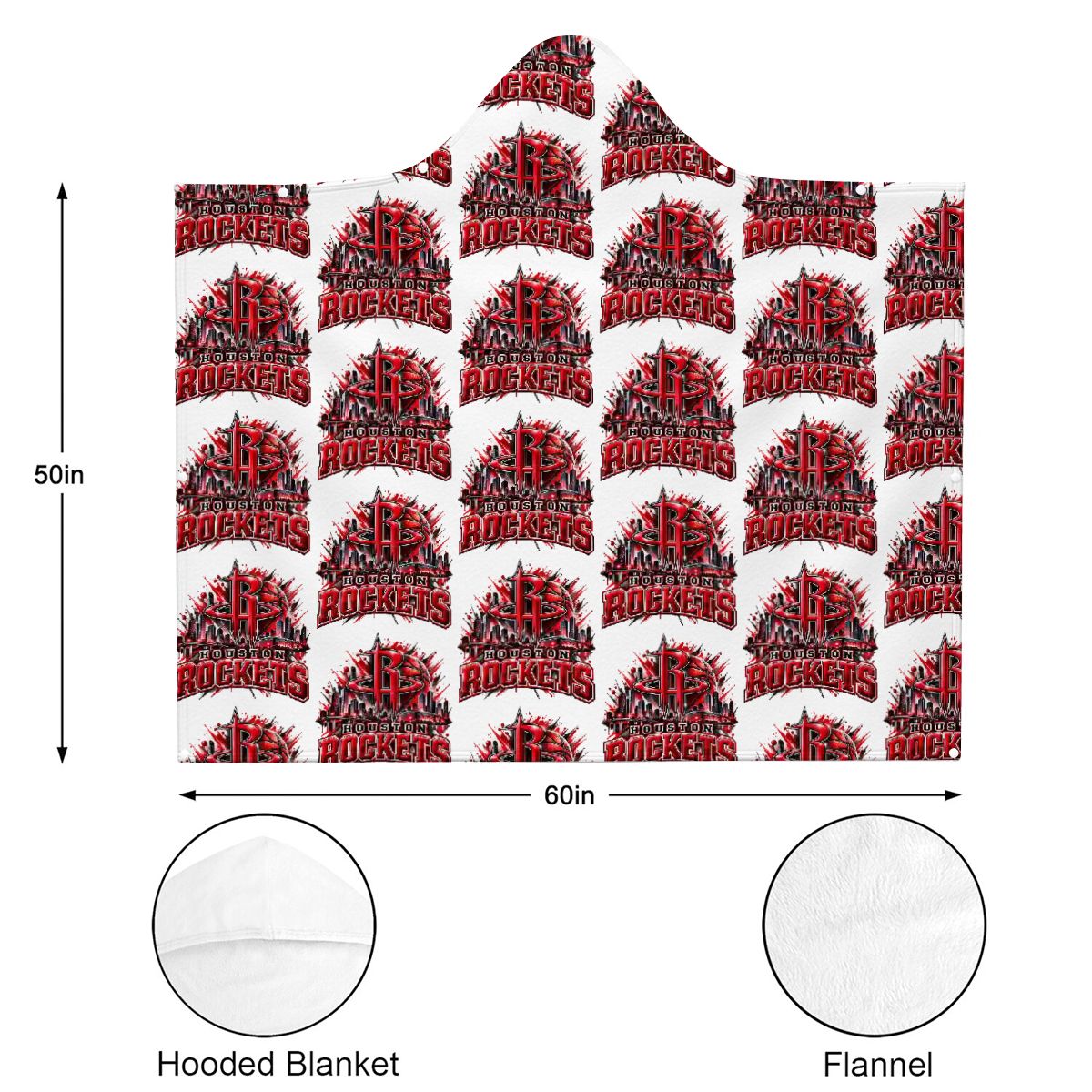 Flannel Wearable Houston ROCKETS PATTERN Blanket