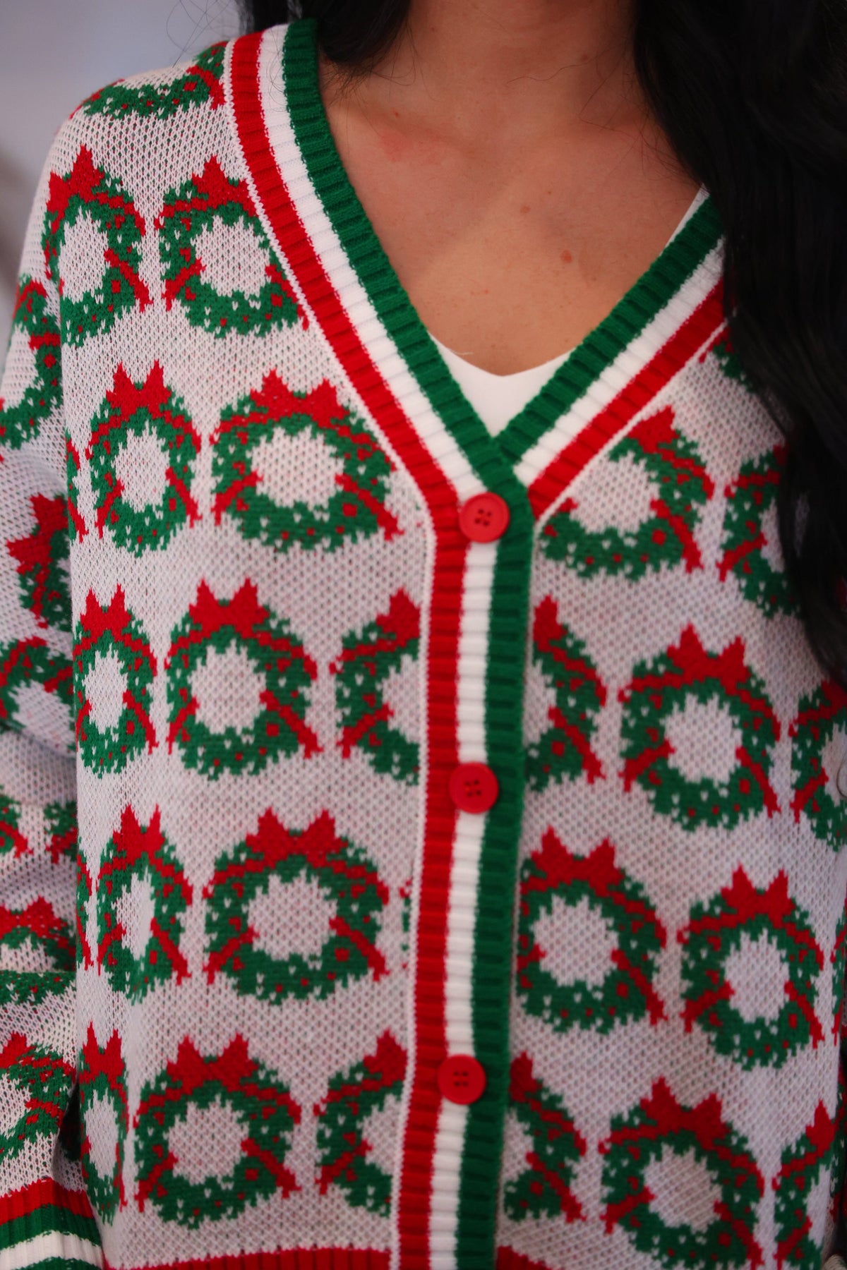 Ribbon Wreath Knit Cardigan